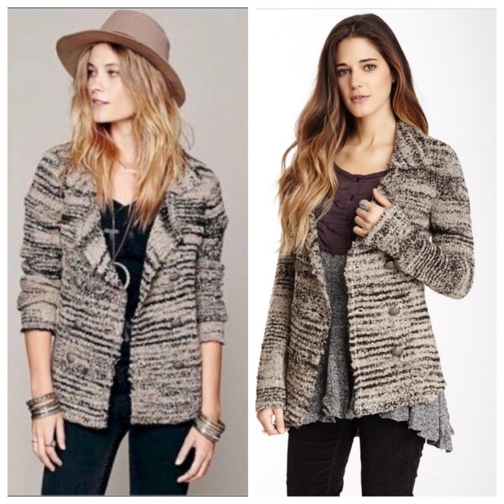 FREE PEOPLE WOOL BLEND SWEATER JACKET CARDIGAN